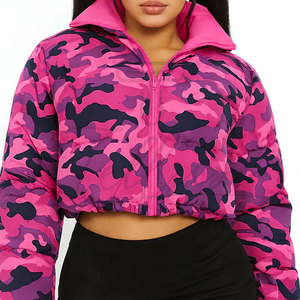 Customize Long Sleeve Cropped Women Puffer <b>Jackets</b> Winter Outdoor Cold Weather Lightweight <b>Camo</b> Puffer Coat - Product Image 4