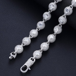 IGI Certified RATAN JEWELS 925 Silver Round Ball Diamond <b>Chain</b> <b>Iced</b> <b>Out</b> VVS Moissanite Diamond Hip Hop Luxury <b>Chain</b> for Unisex - Product Image 2