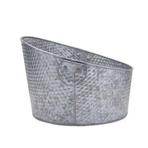Cubo de hielo ovalado de metal galvanizado con asas, estilo rústico, enfriador de bebidas para fiestas, para enfriar cerveza y champán - Product Image 6