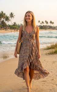 Vestido de Seda Estilo Bohemio para la Playa - Vestido de Seda Indio para el Verano - Vestido Maxi de Seda para Mujer, Vestido de Playa para Bodas - Product Image 5