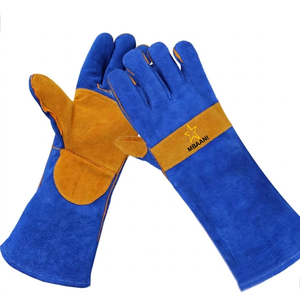 Gants de soudage en cuir jaune MBAANI avec doublure en laine, manchette longue, résistants à la chaleur, protection contre les éclaboussures de métal fondu, pouce entièrement protégé - Product Image 4