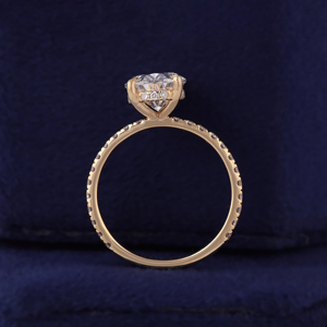 Anillo de Compromiso con Diamante de Corte Ovalado, Oro Amarillo, Estilo Clásico, Certificado IGI, para Mujer - Product Image 2