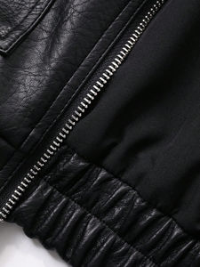 Chaqueta de cuero para hombre, estilo streetwear, con logotipo personalizado OEM, para invierno, transpirable, con cuello alto de lona, a la moda, precio mayorista económico. - Product Image 4