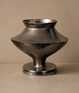 Urne à fleurs en métal de qualité supérieure, très vendue, faite à la main en aluminium argenté brut, vase décoratif de sol, pot. - Product Image 1