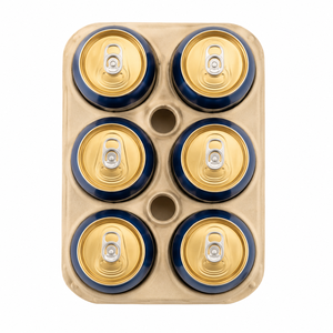 Support à bière en pâte à papier moulée de qualité supérieure, léger, haute capacité, pour 6 canettes, non blanchi, pour emballage de boissons - Product Image 1