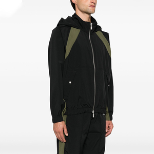 Custom Waterproof Shell Fabric Windbreaker Jacket <b>Colour</b>-<b>block</b> Panelled Polyester Track Jacket - Product Image 2
