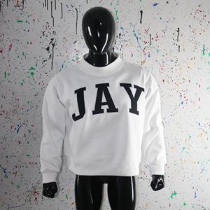 Sudadera JAY WHITE con Cuello Alto, 100% Negra, Apliques Bordados, Cuello Ancho, Hilos Finos - Product Image 1