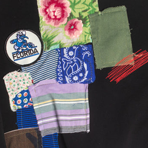 Sweat-shirt noir à col rond pour femme avec design en patchwork appliqué, manches longues, tricot en coton, style décontracté, vêtements d'automne - Product Image 3