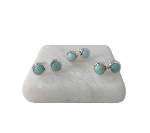 Pendientes Redondos de Larimar, Plata de Ley, Gema de Larimar Natural, Joyería Fina Hecha a Mano para Mujer, Proveedor Mayorista - Product Image 6