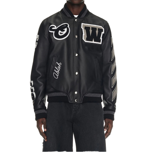 Custom Men Winter Streetwear Varsity Jacket Premium Embroidered Letterman Oem Odm Personalized 100% Wool Worsted Front Logo - Product Image 1
