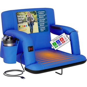 <b>Heated</b> Reclining Stadium <b>Seat</b> with Back Support for Bleachers - Product Image 1