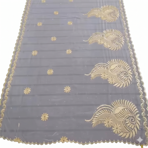 Écharpe en mousseline de soie légère et respirante avec broderie lourde et strass, nouvelle arrivée, motif floral estival, châle islamique long et multicolore - Product Image 4