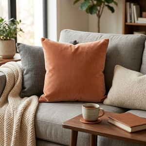 Plain Pillow <b>Orange</b> Square <b>Throw</b> Pillow Cushion Cover Soft Lightweight Woven Fabric Scarves & Shawls Decor - Product Image 4