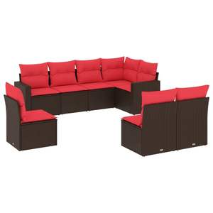 Juego de sofás de patio de ratán sintético marrón de 8 piezas con cojines, elegantes muebles de exterior - Product Image 2