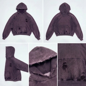 Sweat à capuche unisexe surdimensionné en coton 100% vieilli, écologique, 450g, avec logo personnalisé, style streetwear vintage, vente en gros - Product Image 4