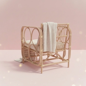 Handmade Natural Rattan Durable <b>Dining</b> Chair Cushioned Accent <b>Armchair</b> Eco Friendly Polyester Scandinavian Style Patio - Product Image 2