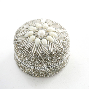 Handmade Lac Glitter Beaded Metal Round <b>Trinket</b> <b>Box</b> Small Jewelry Organizer Gift <b>Box</b> for Loved Ones Wedding Favor Set of 3 - Product Image 5