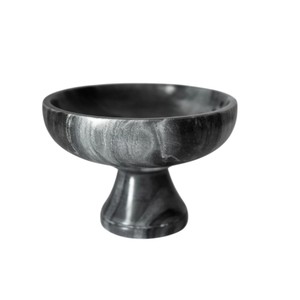 Bol à fruits en marbre noir sur trois pieds, en pierre naturelle, bol de luxe sur piédestal, centre de table pour la décoration de la maison et des hôtels - Product Image 4