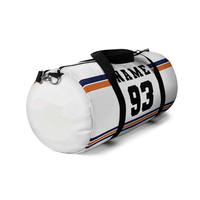 Sac de sport blanc personnalisé avec rayures bleues et oranges, numéro, équipement de voyage, nylon, capacité 30-40L, pour joueurs et entraîneur