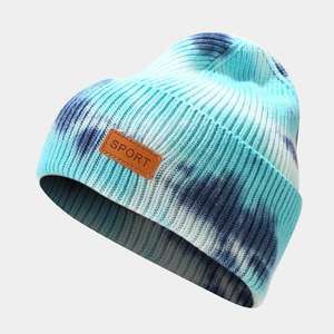 Bonnet unisexe en tricot épais style streetwear, 100 % acrylique, tie-dye, chaud, style hip-hop, personnalisable - Product Image 2