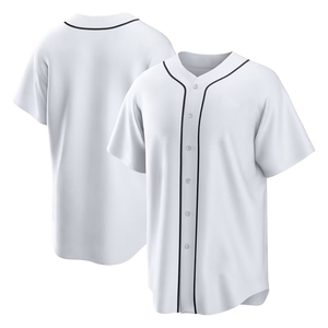 Men's White Baseball Jersey Short Sleeve Button Front 100% Polyester Breathable Regular Fit Adult All Seasons - Product Image 2