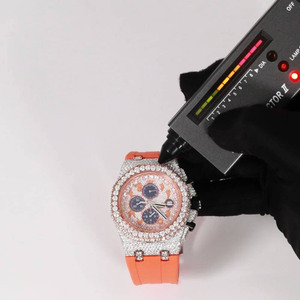 Reloj de Pulsera Cuadrado de Lujo para Hombre, Dos Tonos, con Diamantes Moissanite, Correa de Cuero de 20 mm, Esfera Digital con Fecha - Product Image 2