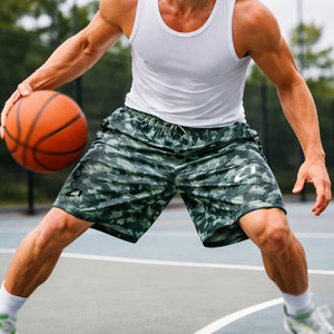 Pantalones Cortos Deportivos para Hombre, Estampado de Camuflaje, Transpirables, de Secado Rápido, Cintura con Cordón, Casuales, Fabricación OEM - Product Image 3