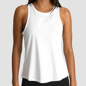 Camiseta sin mangas de talla grande con elástico en cuatro direcciones, 80% poliéster 20% elastano, corte largo con dobladillo curvo, para gimnasio y deportes activos, venta al por mayor - Product Image 5