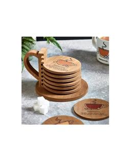 Sous-verre rond en bois rustique pour la protection des verres et des tasses, avec revêtement imperméable et style minimaliste élégant - Product Image 3
