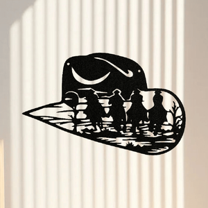 CIFbuy Decorazione Murale in Metallo a Forma di Cappello da Cowboy, Tema Country, Decorazione per la Casa, Servizio di Ritiro Disponibile - Product Image 1