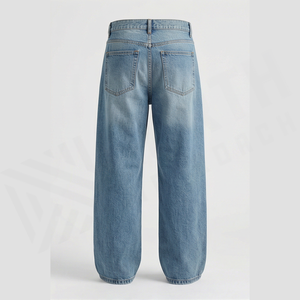 Jean en denim délavé coupe droite taille haute pour homme, coupe ample, en coton, style décontracté printemps - Product Image 2