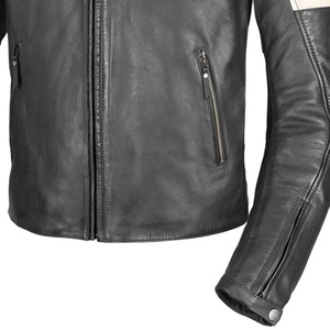 Men's Slim Fit Motorcycle Style Biker Jacket in Black Genuine Leather with Zipper Pockets Casual Outerwear Coat ODM Supply - Product Image 5