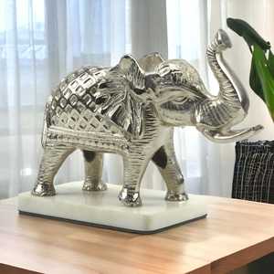 Silver <b>Elephant</b> Figurine 26cm L X 18.5cm H X 10cm W Handmade Metal Sculpture Modern Design Eco-Friendly Durable Living Room - Product Image 2