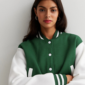 <b>Spring</b> Trendy <b>Women's</b> Custom Canvas Stand Collar Varsity Baseball Jacket Winter <b>Coat</b> with Custom Colors & Logo OEM Service - Product Image 6