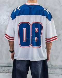 Custom Design Jersey Boxy T-shirt Oversized Sublimation <b>Print</b> Y2K Soccer Streetwear Retro <b>Mesh</b> Unisex Number Graphic V Neck - Product Image 3