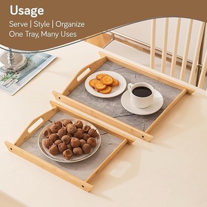 Bandeja de Servir Plegable de Madera con Asas |   Bandeja de Desayuno para Cama, para Comida, Café y Bocadillos |   Mesa Auxiliar Moderna de Bambú - Product Image 6