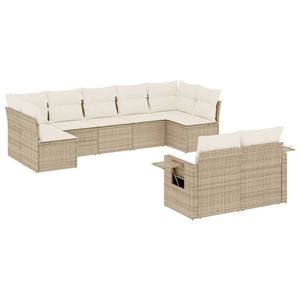 Conjunto de Sofá de Jardín de Ratán PE Beige con Acero con Recubrimiento en Polvo, Elegantes Conjuntos de Comedor para Jardín - Product Image 2