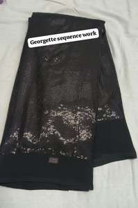 Party Wear Heavy <b>Red</b> Georgette Fabric With All Over Dense Sequence Embroidery For Designer Sarees, Gowns And <b>Lehengas</b> By Fabric - Product Image 3
