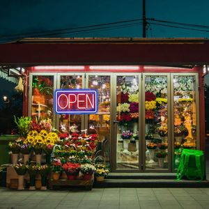 Insegna LED Aperta con Luminosità Regolabile 16.5x9.1in, Pannello Pubblicitario al Neon per Attività Commerciali - Product Image 3