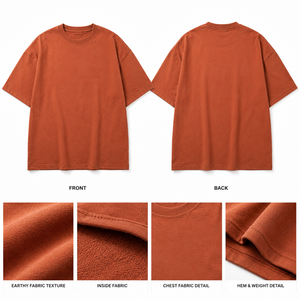 เสื้อยืดผู้ชายทรงโอเวอร์ไซส์ สีพื้น ผ้าฝ้าย คอกลม แขนสั้น สไตล์ลำลอง ความยาวปกติ ทรงพอดีตัว ผ้าเจอร์ซีย์ถัก - Product Image 6