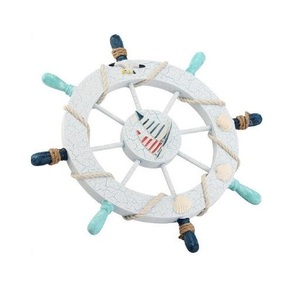 Wooden <b>Ship</b> <b>Wheel</b> Maritime Adventure Ornament Created to Complement Beach Cottage Interiors with Rustic Nautical Beauty - Product Image 4