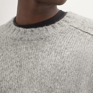 Pull col rond pour homme en coton biologique, couleur unie, tricoté côtelé, vente en gros à prix abordable - Product Image 3