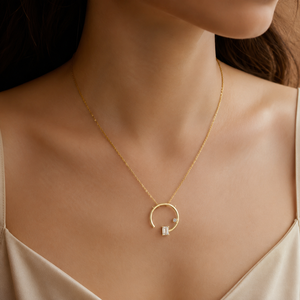 18K Yellow Gold Lab Grown Diamond Unisex Ethnic Minimalist Necklace <b>Emerald</b> Cut Diamond <b>Pendant</b> Everyday Wear Gold Plated - Product Image 1