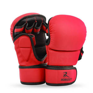 Gants de MMA en cuir pour la boxe et la pratique du fitness avec paume antidérapante, doublure confortable, sangle de poignet sécurisée à fermeture auto-agrippante - Product Image 6