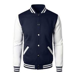 Veste de baseball universitaire en cuir à double manche avec logo brodé en chenille personnalisé, veste de varsity noire pour homme - Product Image 6