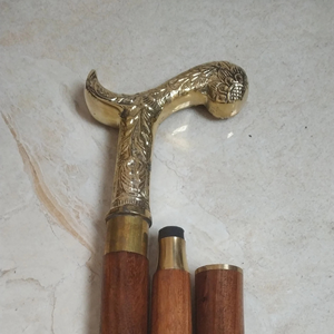 Canne de marche pliante vintage en bois avec poignée en laiton, réglable en 3 sections, pour la randonnée en extérieur, Imperial Brass Store, logo personnalisé - Product Image 4