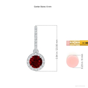Pendientes de rubí con diamantes, piedra de nacimiento de julio, pendientes tipo huggie con rubí de corte redondo, halo de diamantes brillantes, joyería fina, regalo para novia - Product Image 2