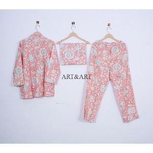 Conjunto de Pijama de Algodón para Mujer, Ropa de Dormir Suave y Transpirable para el Hogar, Hotel y Resort - Product Image 4