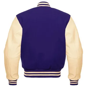 Veste universitaire personnalisée surdimensionnée respirante à col en V brodé unisexe de qualité supérieure blanche style baseball Letterman marque privée streetwear - Product Image 1