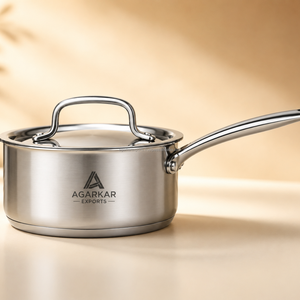 Heavy Gauge Triply Stainless Steel Milk <b>Pan</b> Long Handle Fast Heating Commercial Use - Product Image 1
